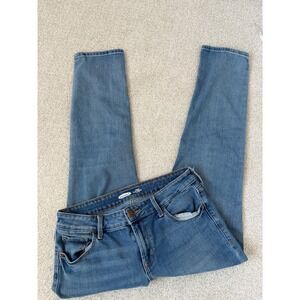 Old Navy Power Slim Straight Mid Rise Jeans Women's Size 6 Short Blue Wash Denim